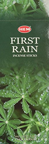 Hem First Rain Incense Sticks- 6 Hex Tubes X 20 Grams - Total 120g