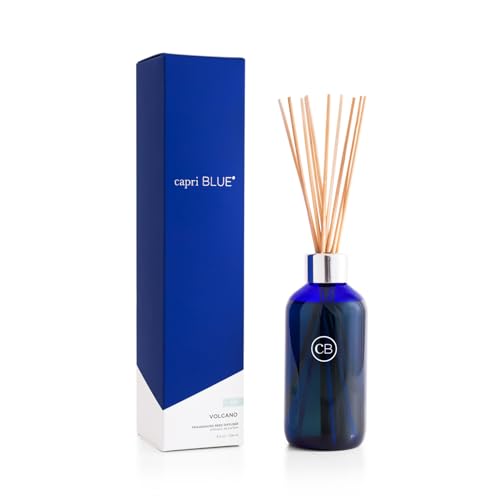 Capri Blue Reed Oil Diffuser - Volcano - Comes with Diffuser Sticks, Oil, and Glass Bottle - Aromatherapy Diffuser - 8 Fl Oz - Navy Blue