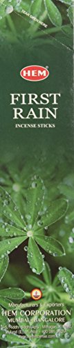 Hem First Rain Incense Sticks- 6 Hex Tubes X 20 Grams - Total 120g