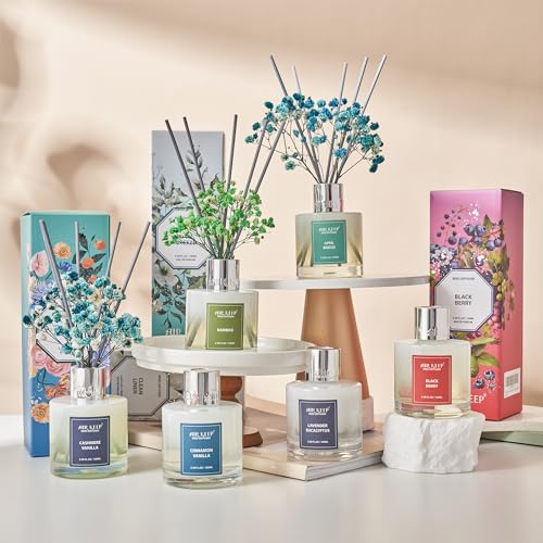 Airkeep Reed Diffuser Set,3.38 fl oz (100 ml) - Bamboo Oil Diffusers with 8 Reed Sticks,Home Fragrance Reed Diffuser for Bathroom Shelf Decor
