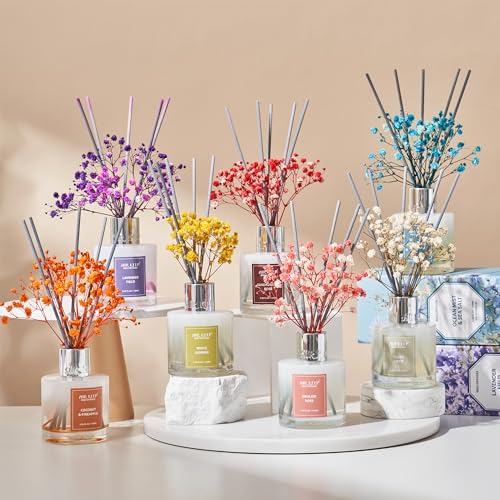 Airkeep Reed Diffuser Set,3.38 fl oz (100 ml) - Clean Linen Oil Diffusers with 8 Reed Sticks,Home Fragrance Reed Diffuser for Bathroom Shelf Decor