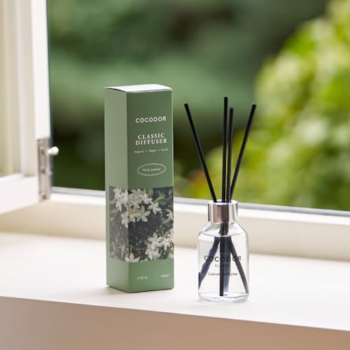 COCODOR Classic Reed Diffuser/Dark Vanilla&Sandalwood/3.4oz(100ml)/1 Pack/Home Fragrance Scent Essential Oil Stick Diffuser for Bedroom Bathroom Home Décor