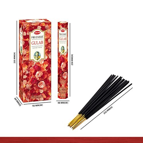 HEM Precious Rose Incense Sticks Pack Of 120 Count | Natural, Pure House & Flower Powder | Fresh & Long Lasting Fragrance | Aromatherapy Incense For Air Purifier, Stress Relief & Cleansing | Gift Set