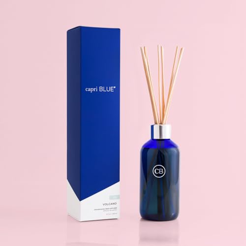 Capri Blue Reed Oil Diffuser - Volcano - Comes with Diffuser Sticks, Oil, and Glass Bottle - Aromatherapy Diffuser - 8 Fl Oz - Navy Blue
