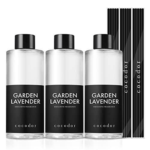 COCODOR Reed Diffuser Oil Refill/Garden Lavender/6.7oz(200ml)/3 Pack/Aroma therapy, Home Fragrance, Scented Oils, Oils for Reed Diffuser, Office Décor, Decoration