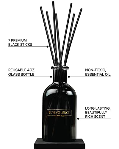 Benevolence LA Reed Diffuser Set, Energizing Redcurrant & Vanilla Fragrance Diffuser, Aromatherapy Reed Diffuser Sticks, Scented Oil Diffuser Sticks, for Home Made with Natural Essential Oil