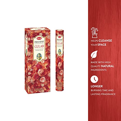 HEM Precious Rose Incense Sticks Pack Of 120 Count | Natural, Pure House & Flower Powder | Fresh & Long Lasting Fragrance | Aromatherapy Incense For Air Purifier, Stress Relief & Cleansing | Gift Set
