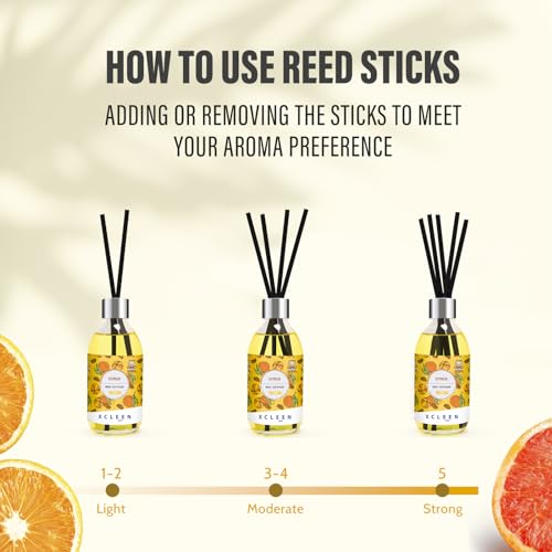 Xcleen Reed Diffusers, 6.7 Oz Citrus Scent Diffuser with Long-lasting Fragrance, Reed Diffusers for Home, Bathroom Bedroom Air freshener