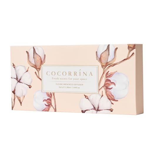 COCORRÍNA Reed Diffuser Set of 3-3 Pack/ 3.04 Fl.oz Diffuser with 24 Sticks Cashmere Vanilla/Sandalwood Rose/Clean Linen Reed Diffuser for Home Bathroom Office Decor