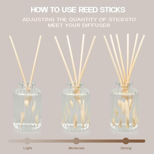 Auelife Reed Diffuser Set, 6.4 oz Sandalwood Rose Scented Diffuser with Sticks Preserved Real Flower Reed Diffuser Home Fragrance Essential Oil Reed Diffuser for Bathroom Shelf Decor.