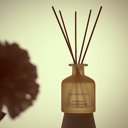 Cocorrína Reed Diffuser - Citrus Verbena 6.76oz Diffuser with Sticks Home Fragrance Essential Oil Reed Diffuser for Home Bedroom Bathroom Shelf Decor Office Decor (Summer Collection)