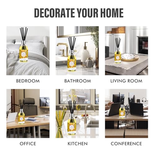 Xcleen Reed Diffusers, 6.7 Oz Citrus Scent Diffuser with Long-lasting Fragrance, Reed Diffusers for Home, Bathroom Bedroom Air freshener