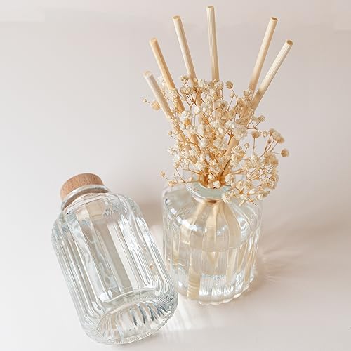 Auelife Reed Diffuser Set for Home, 6.4 oz Cashmere Vanilla Scented Diffuser with Sticks Preserved Real Flower Reed Diffuser Home Fragrance Essential Oil Reed Diffuser for Bathroom Shelf Decor