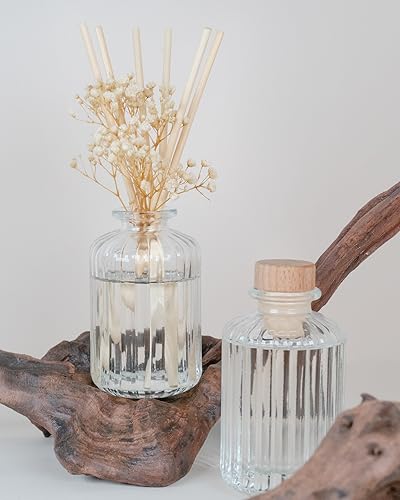Auelife Reed Diffuser Set for Home, 6.4 oz Cashmere Vanilla Scented Diffuser with Sticks Preserved Real Flower Reed Diffuser Home Fragrance Essential Oil Reed Diffuser for Bathroom Shelf Decor