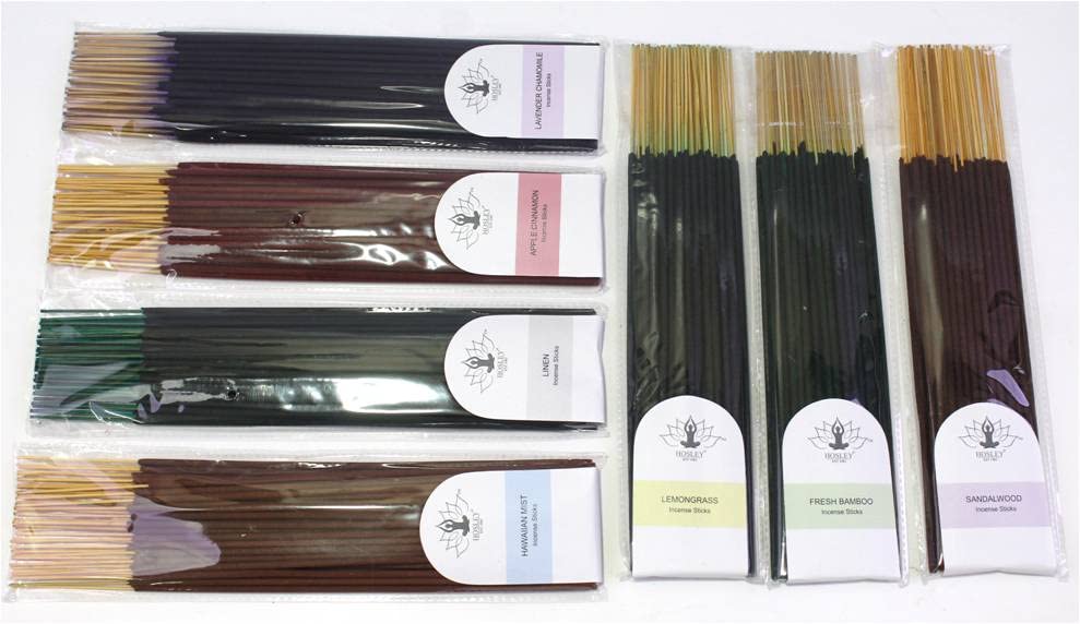 Hosley® 350-Pack Assorted Incense Sticks Bamboo, Lemongrass, Sandalwood, Lavender, and More Premium Fragrance Set for Relaxation, Meditation, and Aromatherapy Clean-Burning, Natural Scents