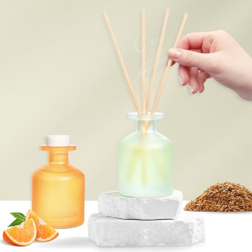 YISOWUH Reed Diffuser - Citrus&Linen 3.38oz (100ml) 2 Pack Essential Oil Reed Diffuser Set with 8 Sticks, Long Lasting Fragrance for Home, Bathroom, Bedroom, Room, Decor
