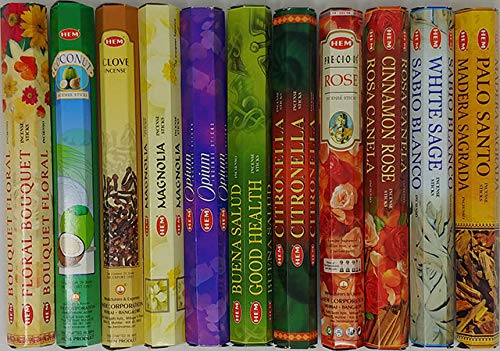 Hem Incense -12 box best variety pack 20 sticks each - 240 sticks - 240g - 45+min burn…