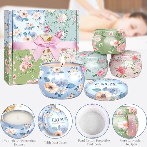 BlissfulOasis Scented Candles Set, 17.6 oz 4 Pack Home Scented Candles, 100-120 Hours Candle Present for Men and Women, Scented Candles for Birthday, Mother’s Day Presents