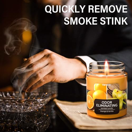 TRINIDa Orange & Vanilla Odor Eliminating Candles for Home Scented, Eliminates 99% of Pet, Smoke, Food and Other Smells Quickly, Highly Fragranced Candle, Premium Soy Candles Set for Women
