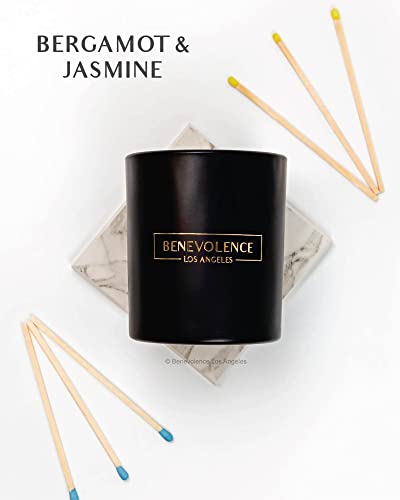 Benevolence LA Candles Bergamot & Jasmine Scented Candle | Summer Candles, 8 Oz Scented Candles for Home Scented, Manly Candles for Men | 45 Hour Burn Seasonal Candles for Women | Jasmine Candle