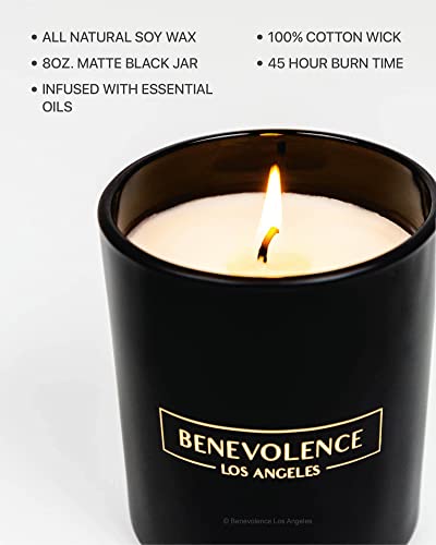 Benevolence LA Candles Bergamot & Jasmine Scented Candle | Summer Candles, 8 Oz Scented Candles for Home Scented, Manly Candles for Men | 45 Hour Burn Seasonal Candles for Women | Jasmine Candle