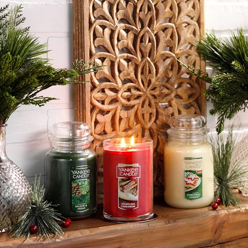 Yankee Candle Balsam & Cedar Scented, Classic 22oz Large Jar Single Wick Candle, Over 110 Hours of Burn Time, Ideal Holiday Gift