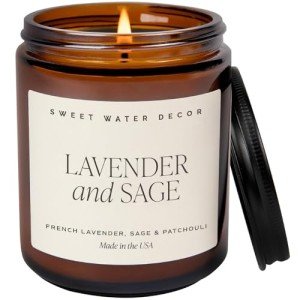Lavender Sage Soy Candle in Amber Jar