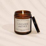 Lavender Sage Soy Candle in Amber Jar