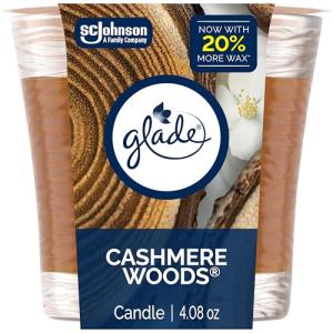 Glade Cashmere Woods Scented Candle Jar