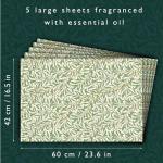 The Master Herbalist NEROLI & BERGAMOT Scented Drawer Liners in a WILLIAM MORRIS Design (FOLDED) | Pack of 5 Sheets | Contains Essential Oils | MADE in The UK.
