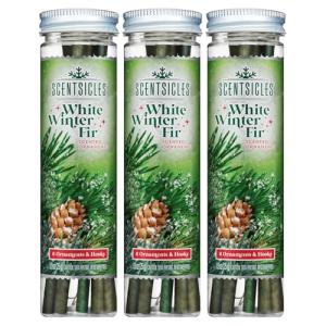 Scentsicles White Winter Fir Scented Christmas Tree Ornaments - 3 Bottles (18 Sticks Total)