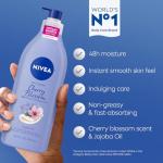 Nivea Oil Infused Cherry Blossom and Jojoba Oil Body Lotion, Non-Greasy Cherry Blossom Scented Lotion Moisturizes for 24+ Hours, 16.9 Fl Oz Pump Bottle