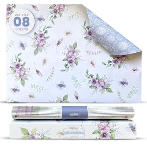 Linen Scented Drawer Liners for Dresser - 8 Sheets Non Adhesive Cabinet Liners for Shelves W/Double-Sided Pattern | Shelf Liners for Kitchen & Shelf Paper for Bathroom, Cupboard & Closets