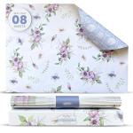 Linen Scented Drawer Liners for Dresser - 8 Sheets Non Adhesive Cabinet Liners for Shelves W/Double-Sided Pattern | Shelf Liners for Kitchen & Shelf Paper for Bathroom, Cupboard & Closets