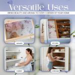 Linen Scented Drawer Liners for Dresser - 8 Sheets Non Adhesive Cabinet Liners for Shelves W/Double-Sided Pattern | Shelf Liners for Kitchen & Shelf Paper for Bathroom, Cupboard & Closets