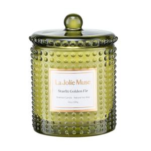 LA JOLIE MUSE Cypress & Cedarwood Scented Candle - Candles for Home Scented, Green Candles Gift for Holiday, Natural Soy Candles, 75 Hours Long Burning, 10 OZ