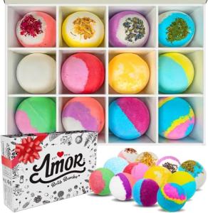 12 Bath Bombs for Women Gift Set – 4.5Oz Handmade Large Bath Bombs Perfect for Bubble Spa Relaxing Her/Him, Wife – Organic Bath Bombs Fizzies with Moisturizing Shea Butter for Valentines Day