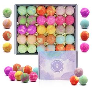 MR MIRYE 30 Pack Bath Bombs, Handmade Bath Bomb Set with 15 Scents, Organic Bath Bombs Bulk with Essential Oils, Bath Bombs Gift Set for Birthday Gifts for Women and Men