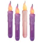 Festive Flameless Taper Candles with Remote - Pack of 4