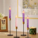 Festive Flameless Taper Candles with Remote - Pack of 4