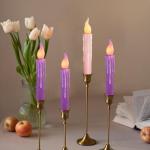 Festive Flameless Taper Candles with Remote - Pack of 4