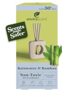 Enviroscent Non-Toxic Air Freshener for Home (Rainwater & Bamboo) Essential Oil Diffuser | Air Freshener + Room Freshener | Home Fragrance Last Over 30 Days | 1 Mango Wood Stand & 1 Scent Stix Refill