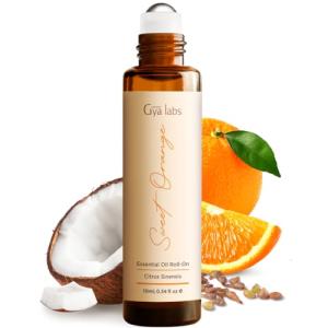 Gya Labs Sweet Orange Essential Oil Roll On - Perfect Gifts for Women & Men's Aromatherapy - Made with 100% Pure Orange Oil for Skin, Stress & Tiredness (0.34 Fl Oz)