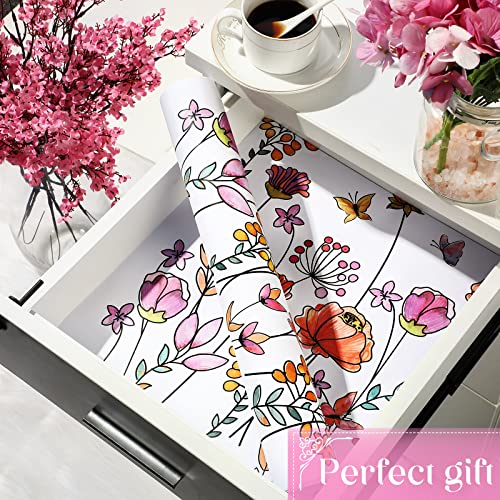 24 Sheets Scented Drawer Liners Drawer Liners for Dresser Non Adhesive Paper Sheets Fragrant Drawer Paper Liner for Shelf Closet Dresser Drawers Home Bedroom (Floral Style)