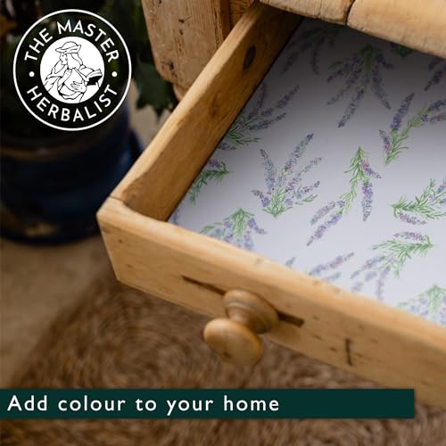 The Master Herbalist LAVENDER Scented Drawer Liners in a floral design with LAVENDER Essential Oils (FOLDED) | Pack of 5 Sheets | Contains Essential Oils | MADE in The UK.