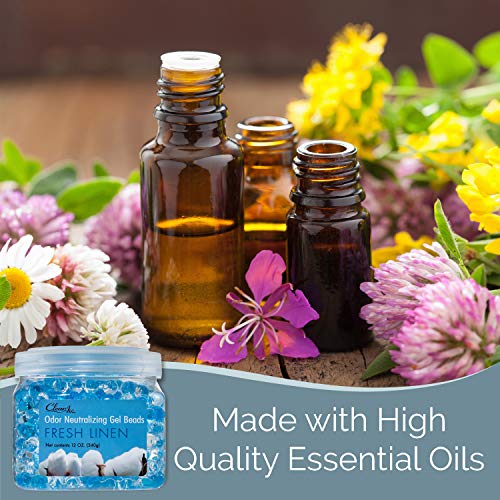 Clear Air Odor Eliminator Gel Beads - 12 oz, Pack of 2 - Air Freshener Made with Essential Oils - Eliminates Odors in Bathrooms, Cars, Boats, RVs & Pet Areas - Fresh Linen Scent