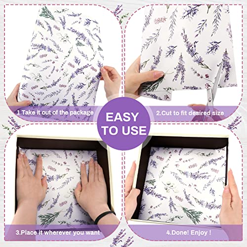 10 Sheet Fragrant Drawer Liners for Dresser Lavender Scented Cabinet Liners for Shelves 15.8 x 22 Inch Paper Liner for Drawers and Cabinets Non Adhesive Drawer Paper Liner (Lavender Style)