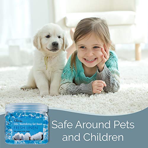 Clear Air Odor Eliminator Gel Beads - 12 oz, Pack of 2 - Air Freshener Made with Essential Oils - Eliminates Odors in Bathrooms, Cars, Boats, RVs & Pet Areas - Fresh Linen Scent