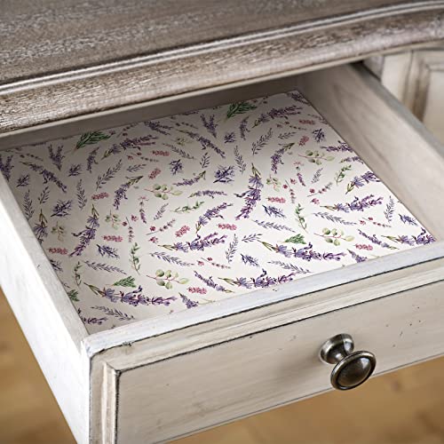 10 Sheet Fragrant Drawer Liners for Dresser Lavender Scented Cabinet Liners for Shelves 15.8 x 22 Inch Paper Liner for Drawers and Cabinets Non Adhesive Drawer Paper Liner (Lavender Style)