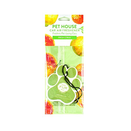 One Fur All Pet House Car Air Freshener - Fresh Citrus Pack of 4 - Non-toxic Car Air Freshener - Pet-Friendly Air Freshener for Small Spaces & Car - Hanging Odor Eliminating Air Freshener